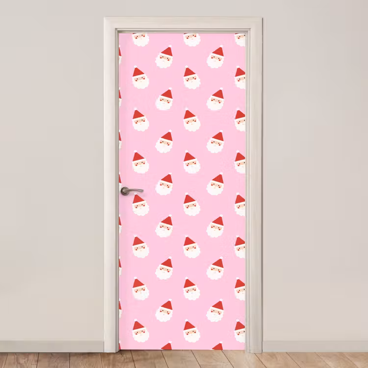 Deursticker - Kerstman - Kerst - Roze — 1
