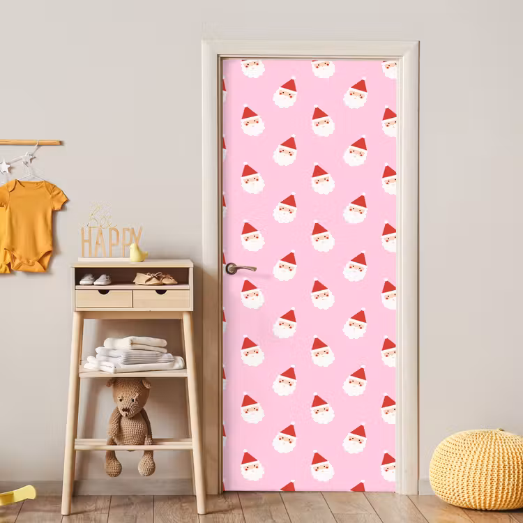 Deursticker - Kerstman - Kerst - Roze — 6