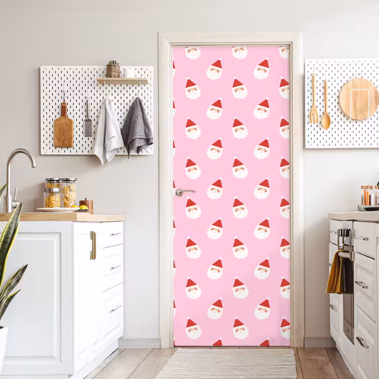 Deursticker - Kerstman - Kerst - Roze — 7