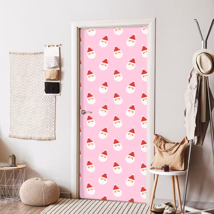 Deursticker - Kerstman - Kerst - Roze — 8