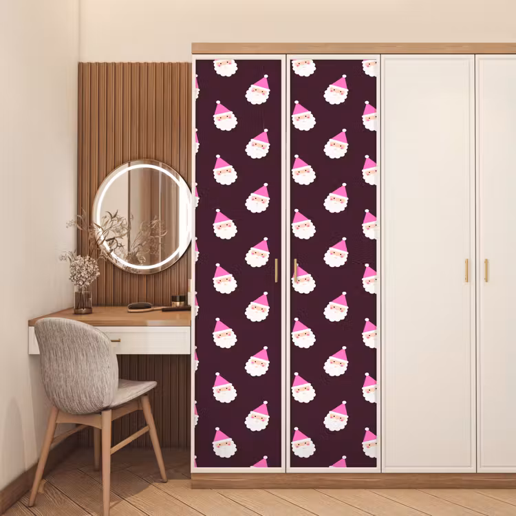 Deursticker - Kerstman - Kerst - Roze - Burgundy — 5