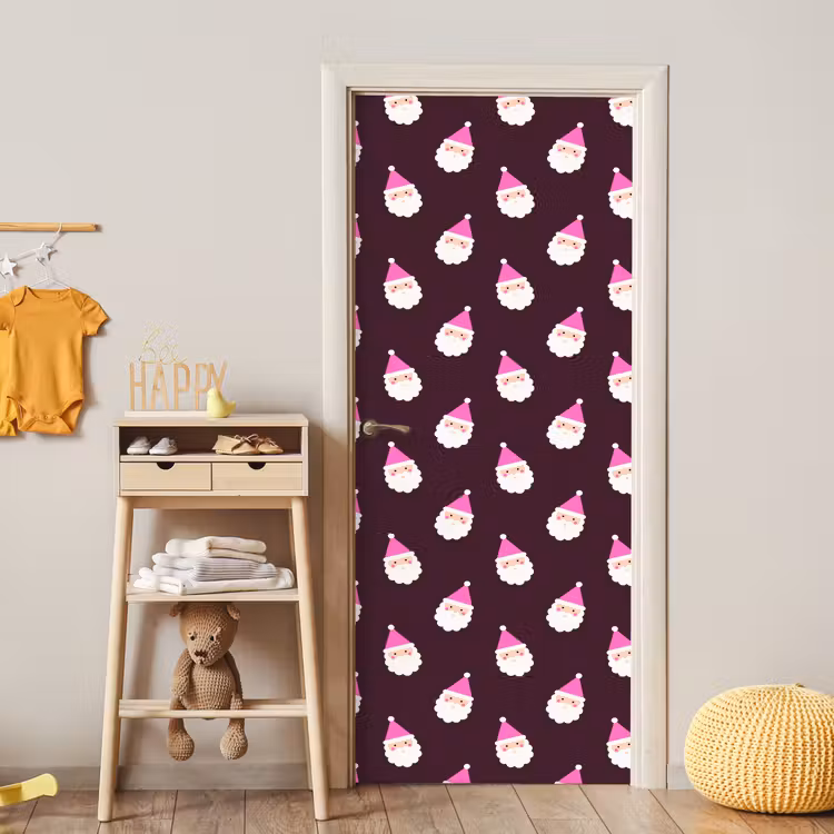 Deursticker - Kerstman - Kerst - Roze - Burgundy — 6