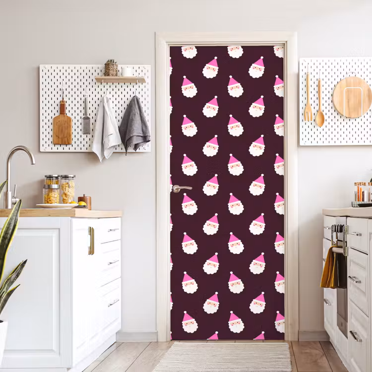 Deursticker - Kerstman - Kerst - Roze - Burgundy — 7