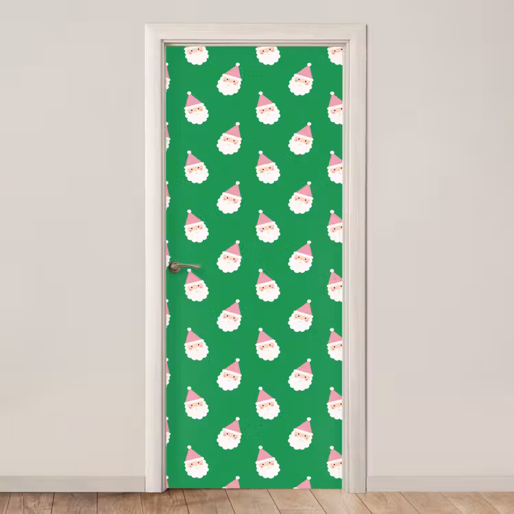 Deursticker - Kerstman - Kerst - Roze - Groen — 1