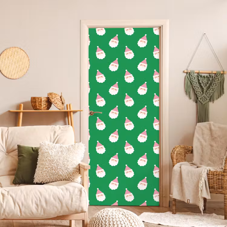 Deursticker - Kerstman - Kerst - Roze - Groen — 4