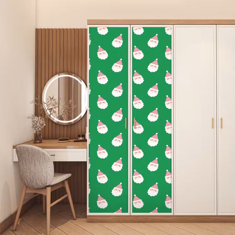 Deursticker - Kerstman - Kerst - Roze - Groen — 5