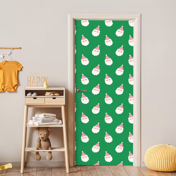 Deursticker - Kerstman - Kerst - Roze - Groen — 6