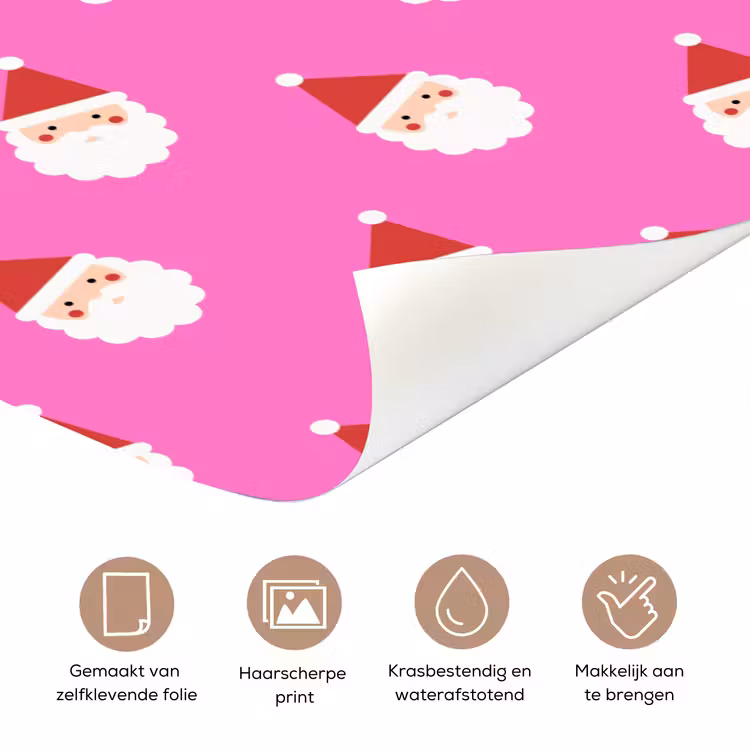 Deursticker - Kerstman - Kerst - Roze - Rood — 3