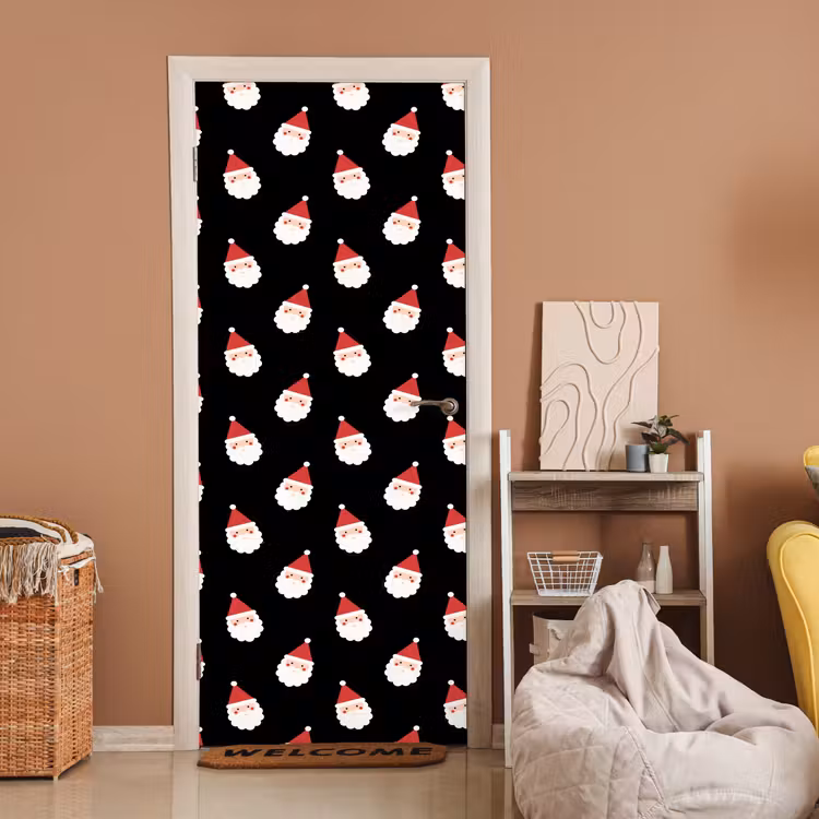 Deursticker - Kerstman - Kerst - Zwart — 2