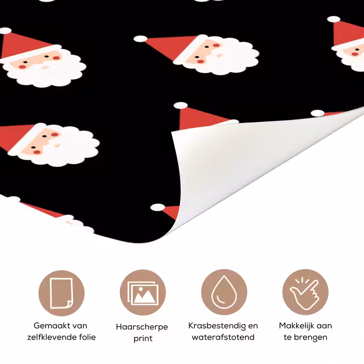 Deursticker - Kerstman - Kerst - Zwart — 3