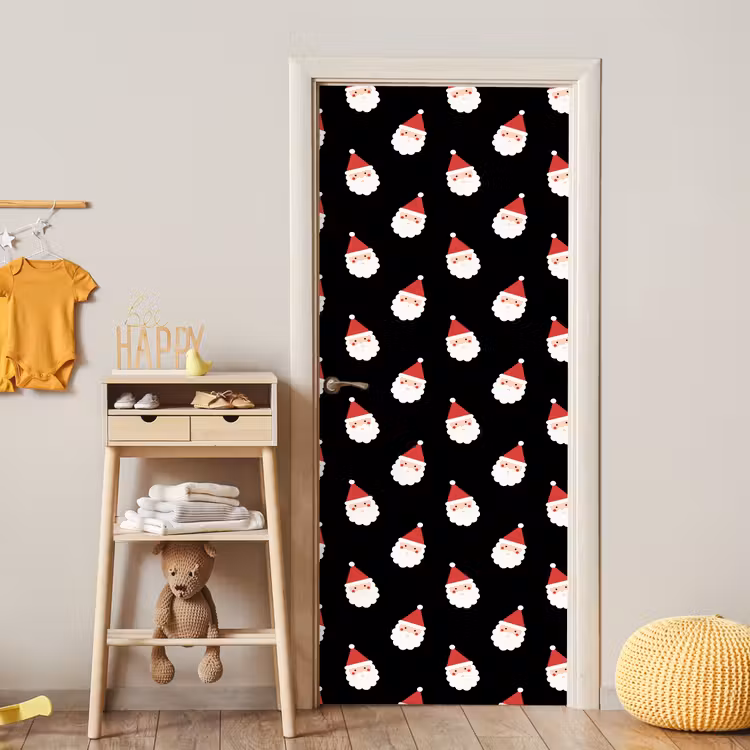 Deursticker - Kerstman - Kerst - Zwart — 6