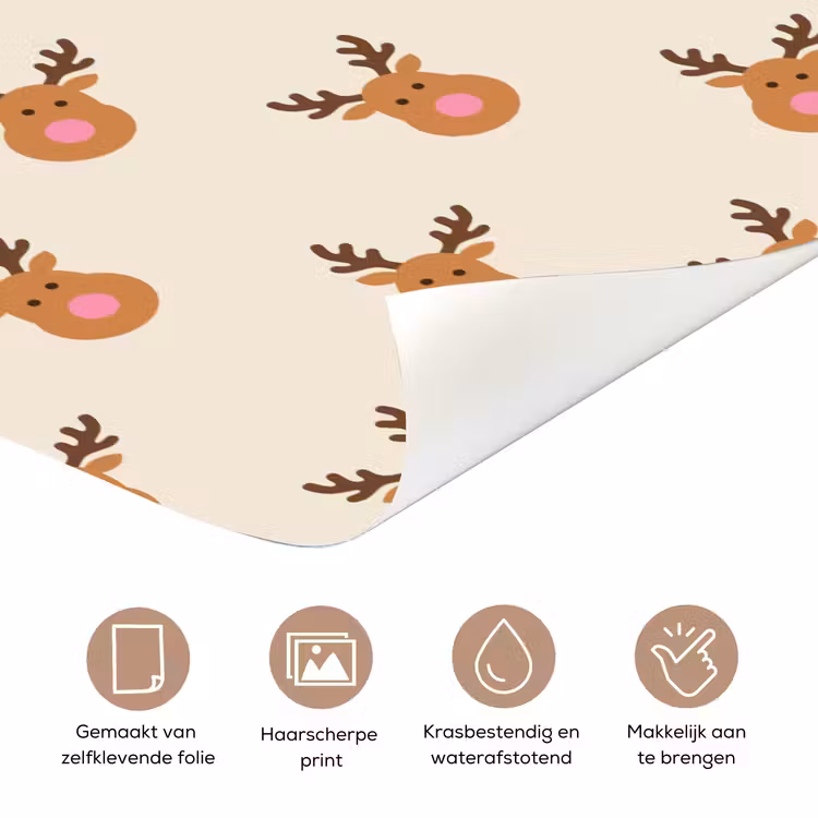 Deursticker - Rendieren - Kerst - Crème - Roze — 3