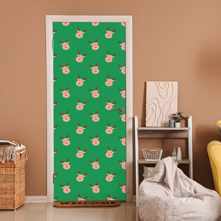 Deursticker - Rendieren - Kerst - Neon - Groen — 2