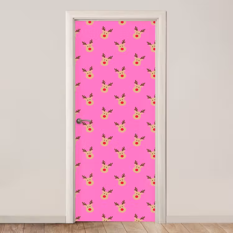 Deursticker - Rendieren - Kerst - Neon - Roze — 1