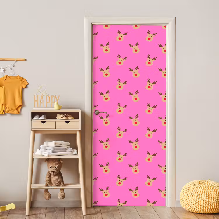 Deursticker - Rendieren - Kerst - Neon - Roze — 6