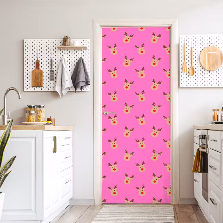 Deursticker - Rendieren - Kerst - Neon - Roze — 7