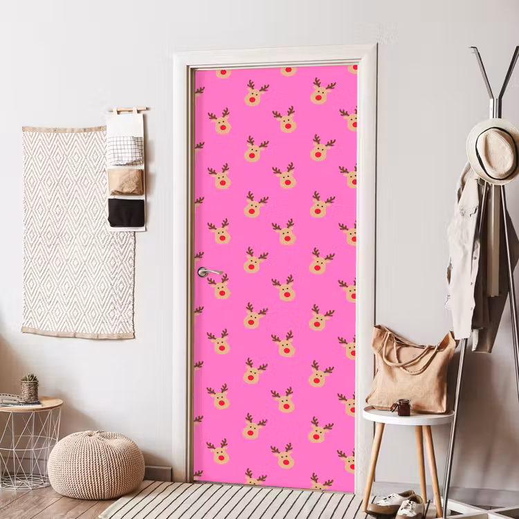 Deursticker - Rendieren - Kerst - Neon - Roze — 8