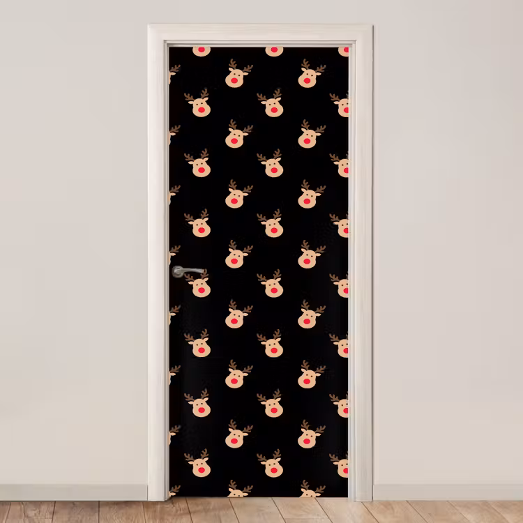 Deursticker - Rendieren - Kerst - Zwart — 1