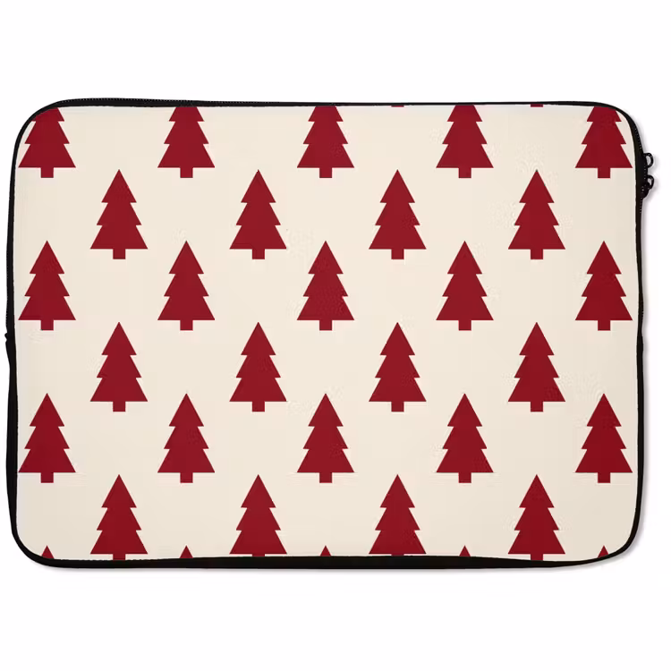 Laptophoes - Kerstboom - Crème - Rood — 1
