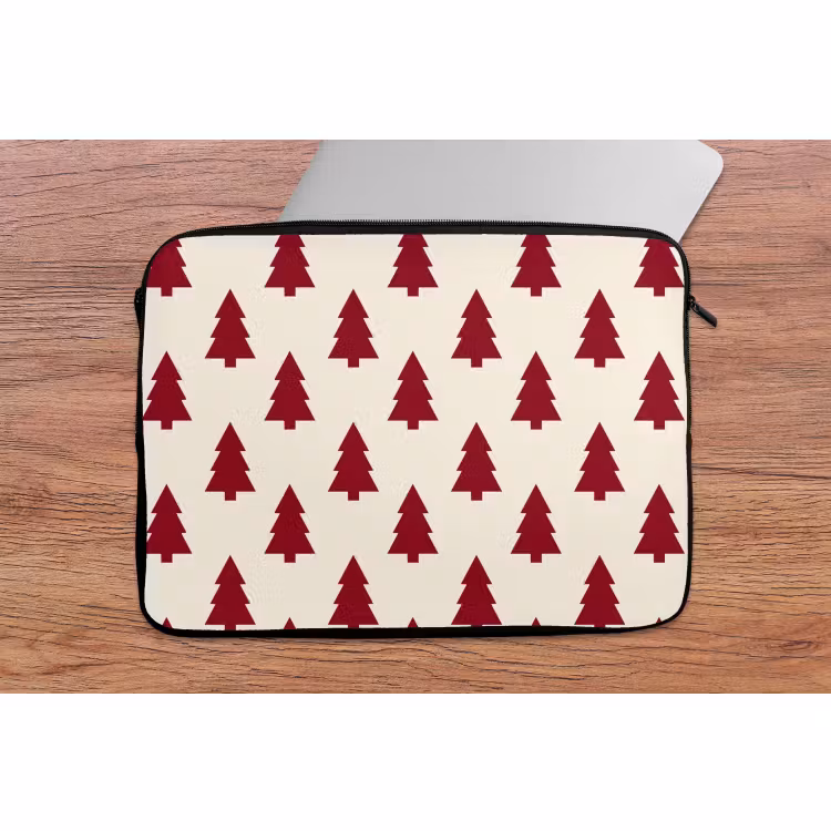 Laptophoes - Kerstboom - Crème - Rood — 2
