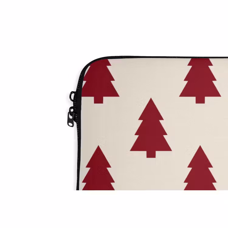 Laptophoes - Kerstboom - Crème - Rood — 5
