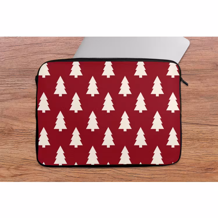 Laptophoes - Kerstboom - Rood - Wit — 2
