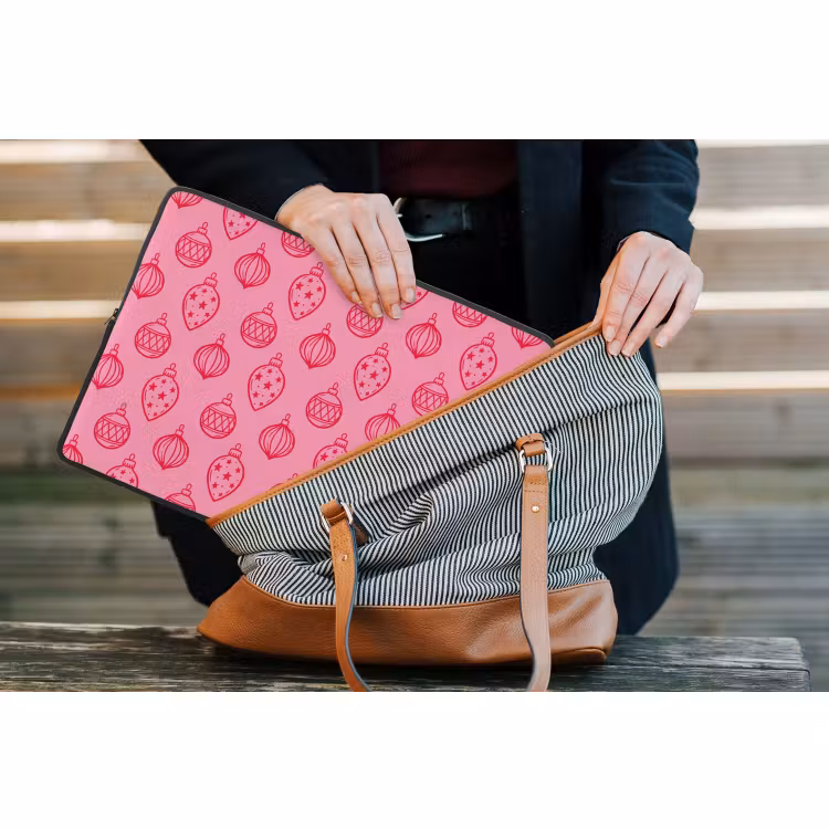 Laptophoes - Kerstbal - Roze - Rood — 4
