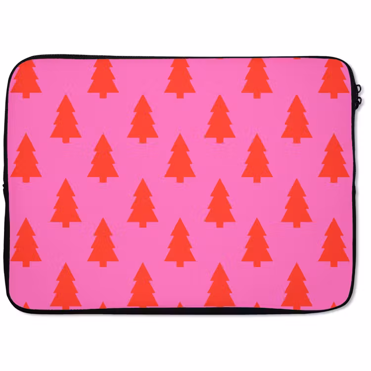 Laptophoes - Kerstboom - Rood - Neon — 1