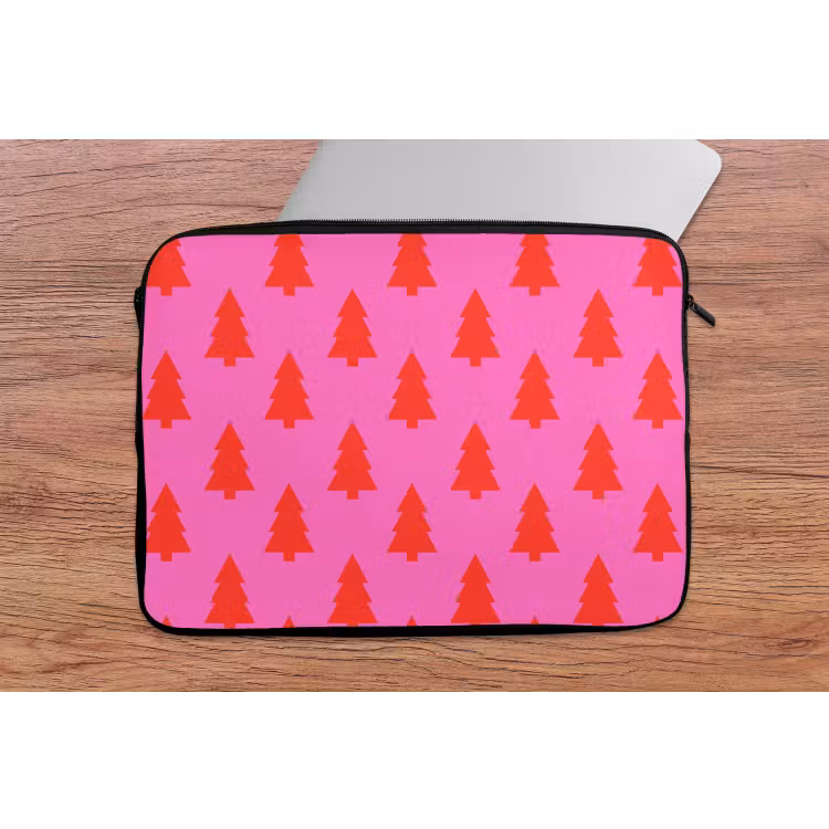 Laptophoes - Kerstboom - Rood - Neon — 2