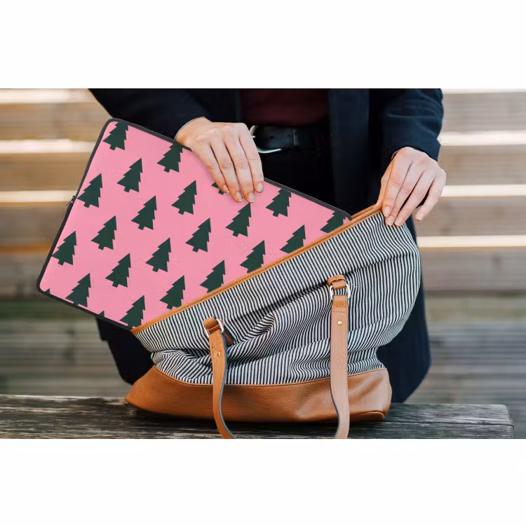 Laptophoes - Kerstboom - Roze - Groen — 4