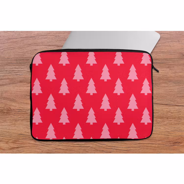 Laptophoes - Kerstboom - Roze - Rood — 2