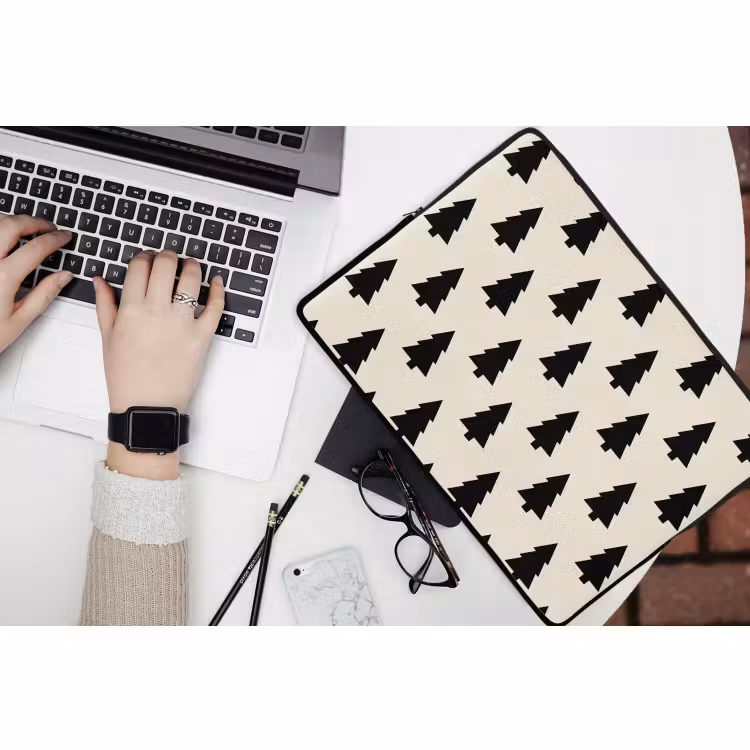 Laptophoes - Kerstboom - Wit - Zwart — 3
