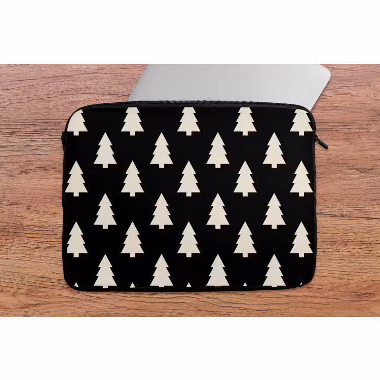 Laptophoes - Kerstboom - Zwart - Wit — 2