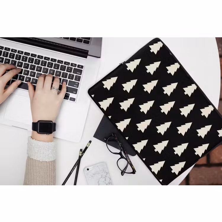 Laptophoes - Kerstboom - Zwart - Wit — 3