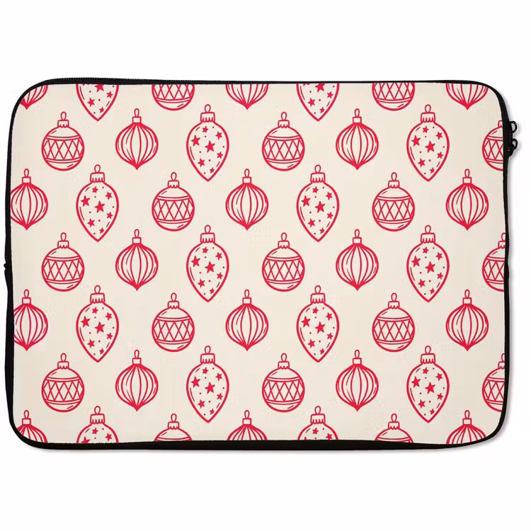 Laptophoes - Kerstbal - Crème - Rood — 1