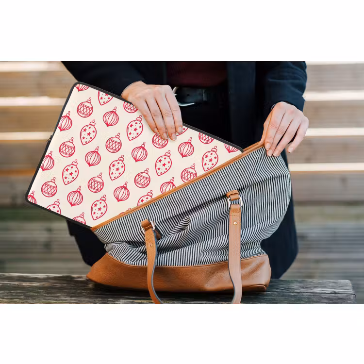 Laptophoes - Kerstbal - Crème - Rood — 4