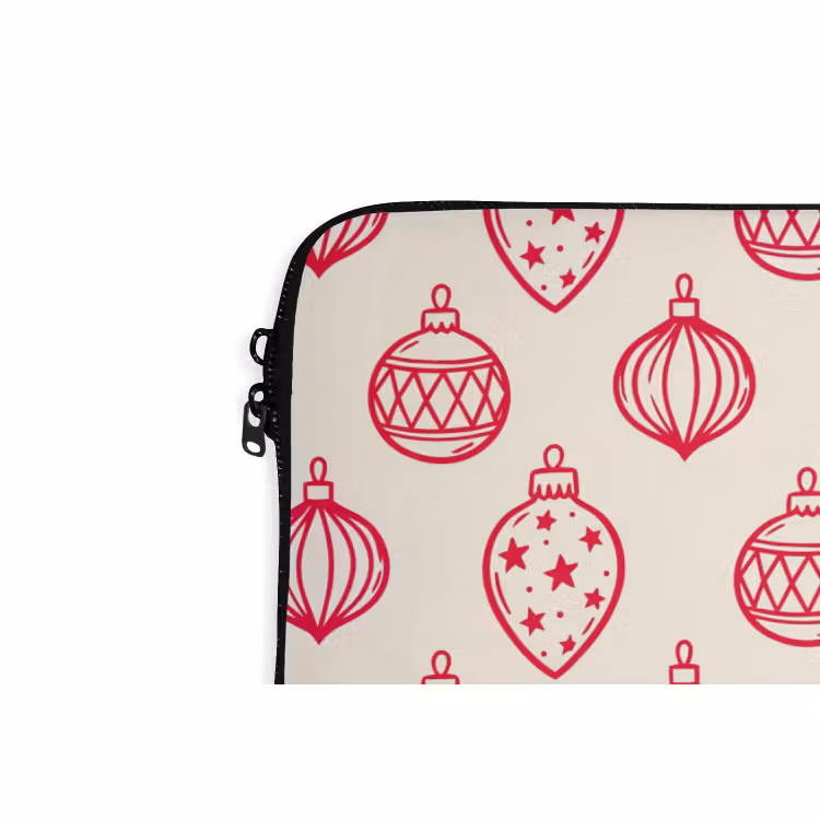 Laptophoes - Kerstbal - Crème - Rood — 5