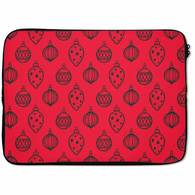 Laptophoes - Kerstbal - Groen - Rood — 1