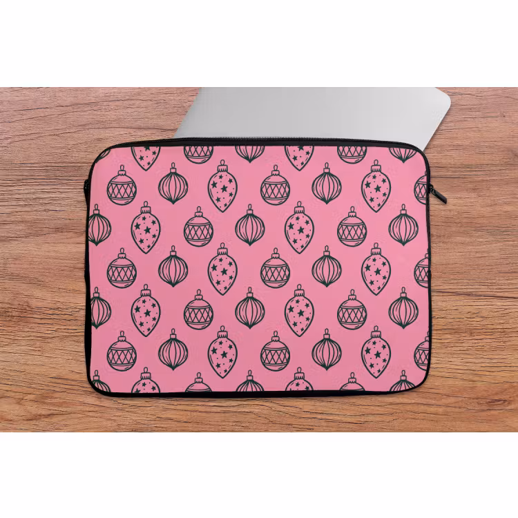 Laptophoes - Kerstbal - Groen - Roze — 2