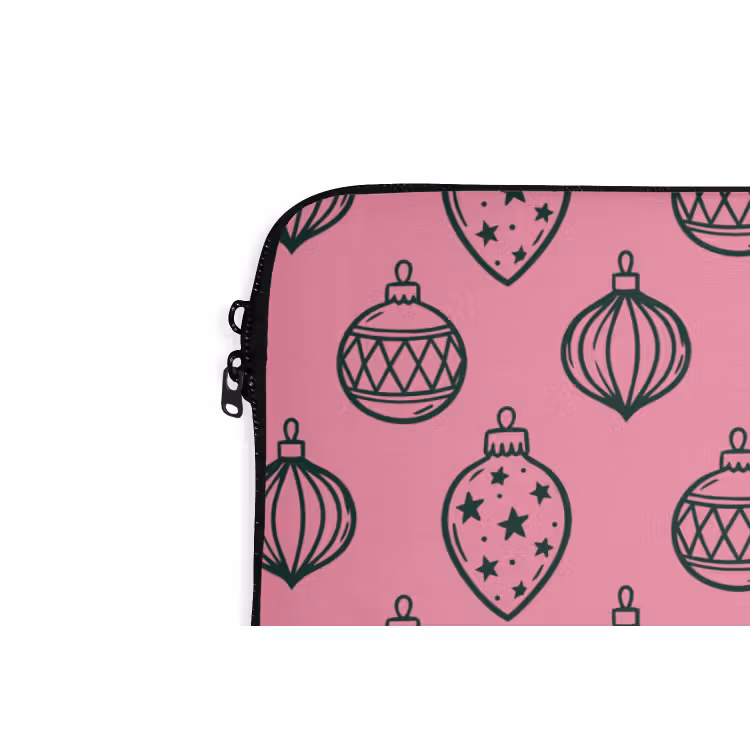 Laptophoes - Kerstbal - Groen - Roze — 5