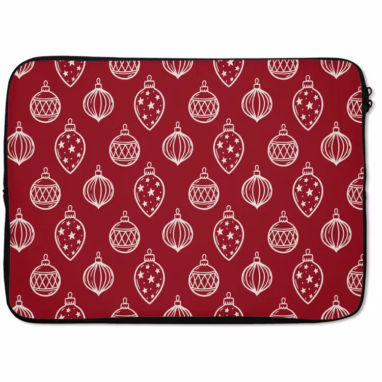 Laptophoes - Kerstbal - Rood - Crème — 1