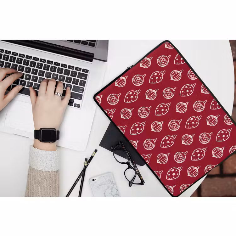 Laptophoes - Kerstbal - Rood - Crème — 3