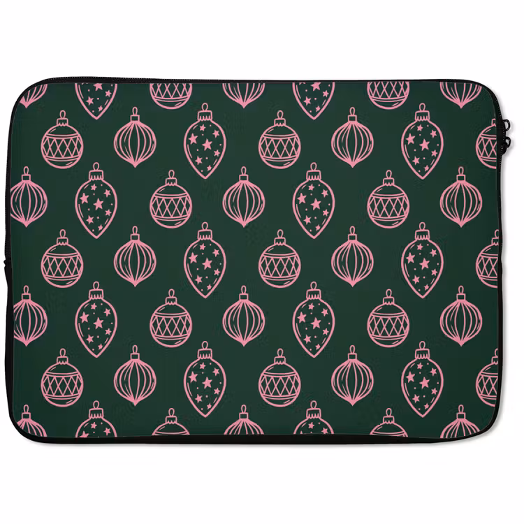 Laptophoes - Kerstbal - Roze - Groen — 1