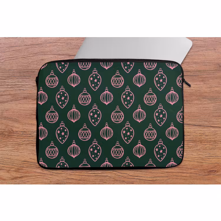 Laptophoes - Kerstbal - Roze - Groen — 2