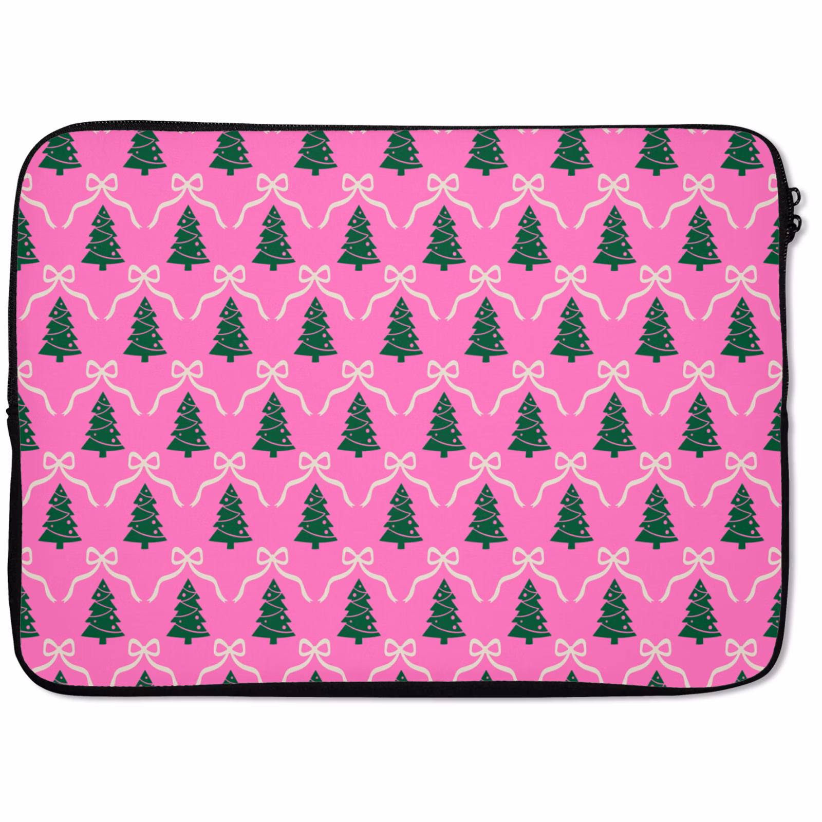 Laptophoes - Kerst - Roze - Wit - Strik — 1