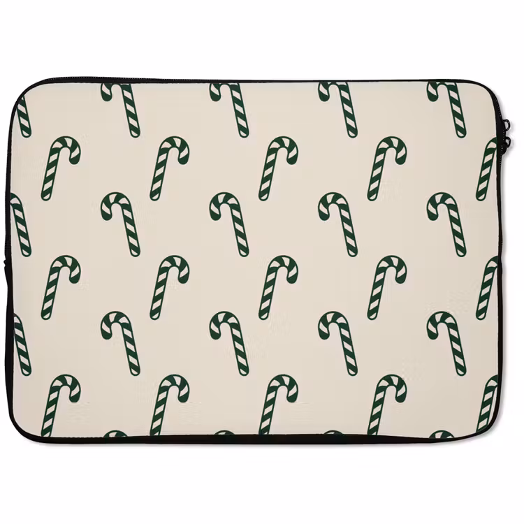 Laptophoes - Kerst - Groen - Crème - Zuurstok — 1