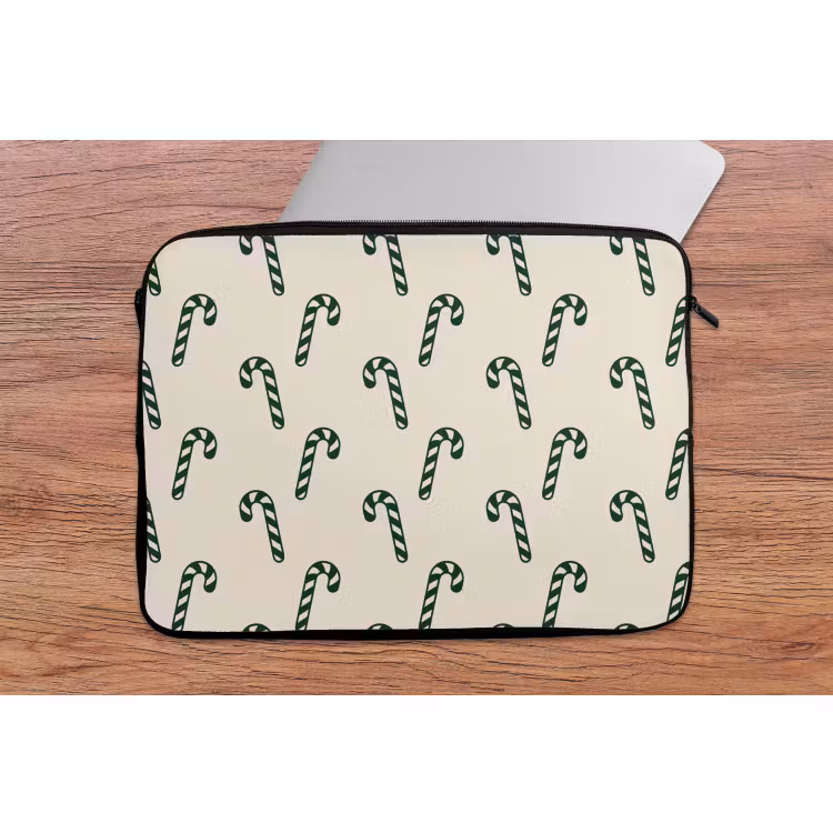 Laptophoes - Kerst - Groen - Crème - Zuurstok — 2