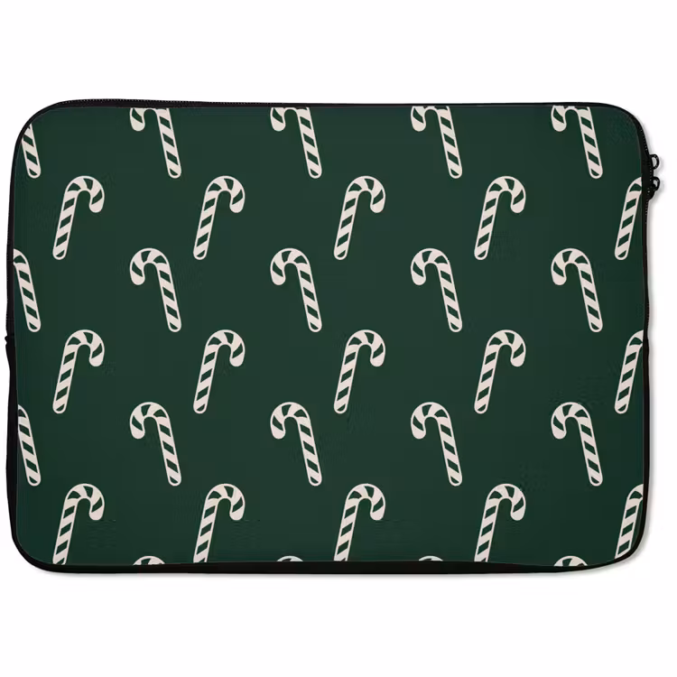 Laptophoes - Kerst - Groen - Wit - Zuurstok — 1
