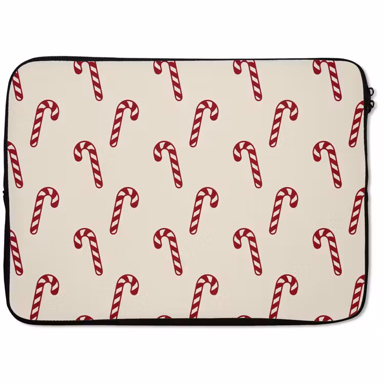Laptophoes - Kerst - Rood - Crème - Zuurstok — 1