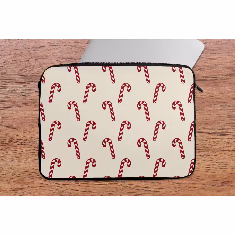 Laptophoes - Kerst - Rood - Crème - Zuurstok — 2